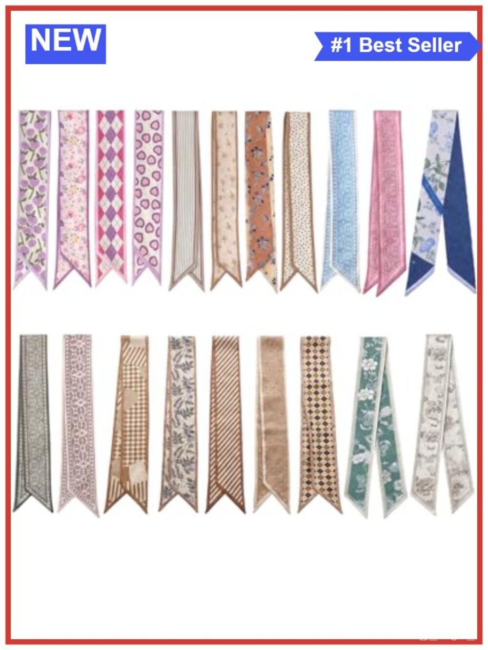 20 Pcs Purse Scarf Set Polyester Satin Boho Bag Handbag Hair Accessories
